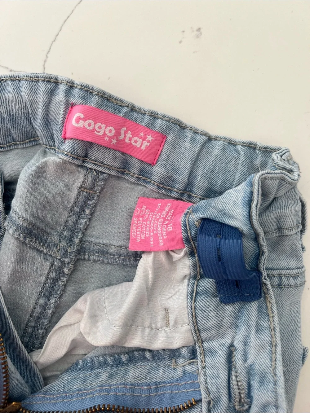 Pair of Girls Light & Mid Blue Denim Bow Jeans - Casual Wide Leg